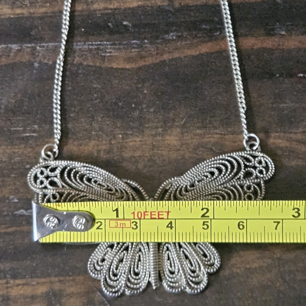 Vintage Huge Silverton Filigree Butterfly Necklace - Picture 6 of 6